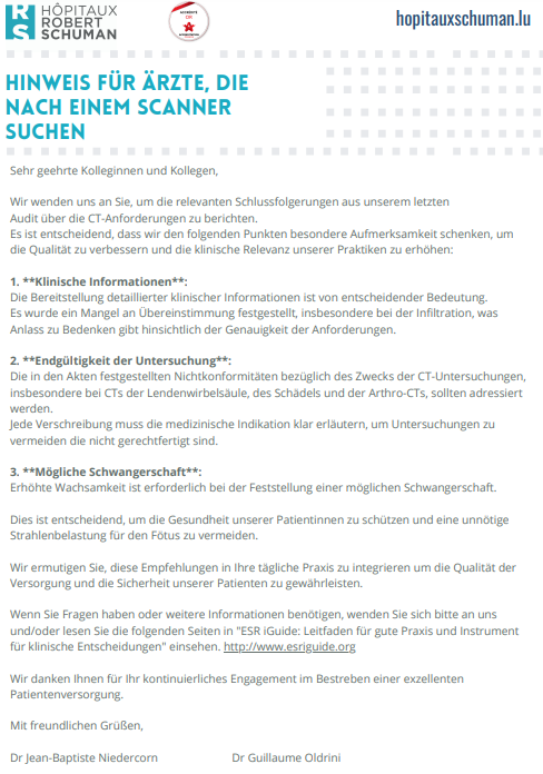 Hinweis fur Arzte die nach einem scanner suchen